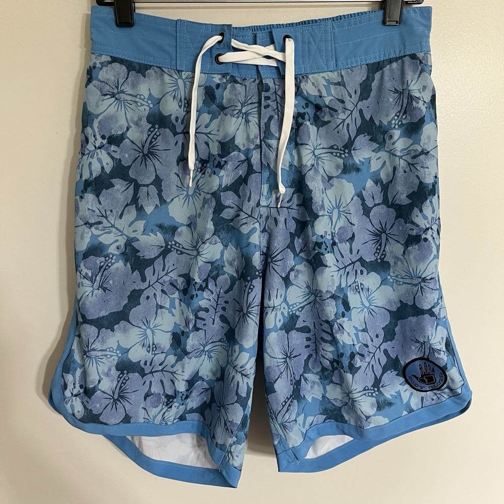 Body Glove Vapor Blue Hibiscus Floral Board‎ Shorts Mens Swim Trunks Size 30